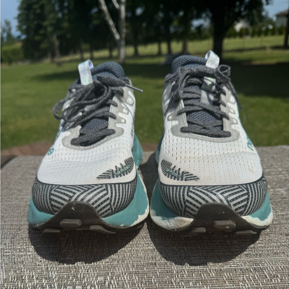 New Balance White and Teal Fresh Foam X More Trail v3 trail running shoe